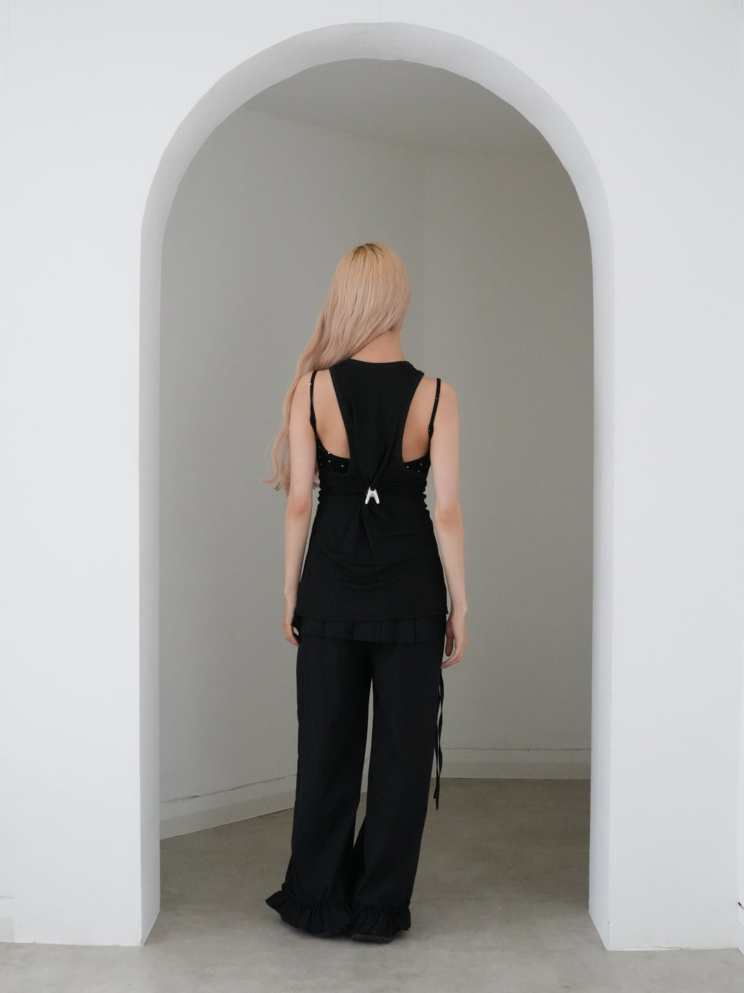 asymmetric button rib tank top