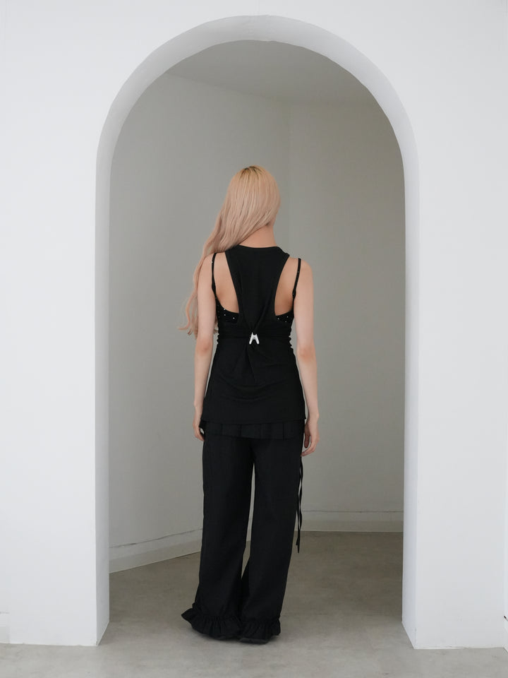 asymmetric button rib tank top