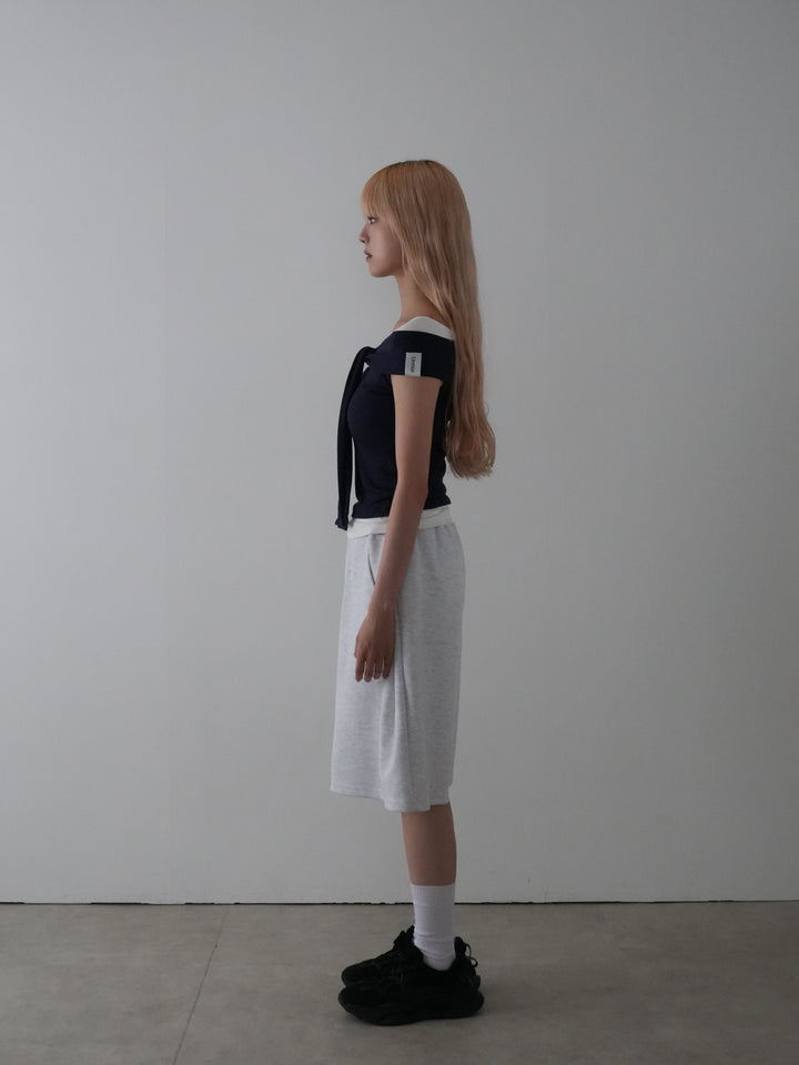 off shoulder twist ribbon top
