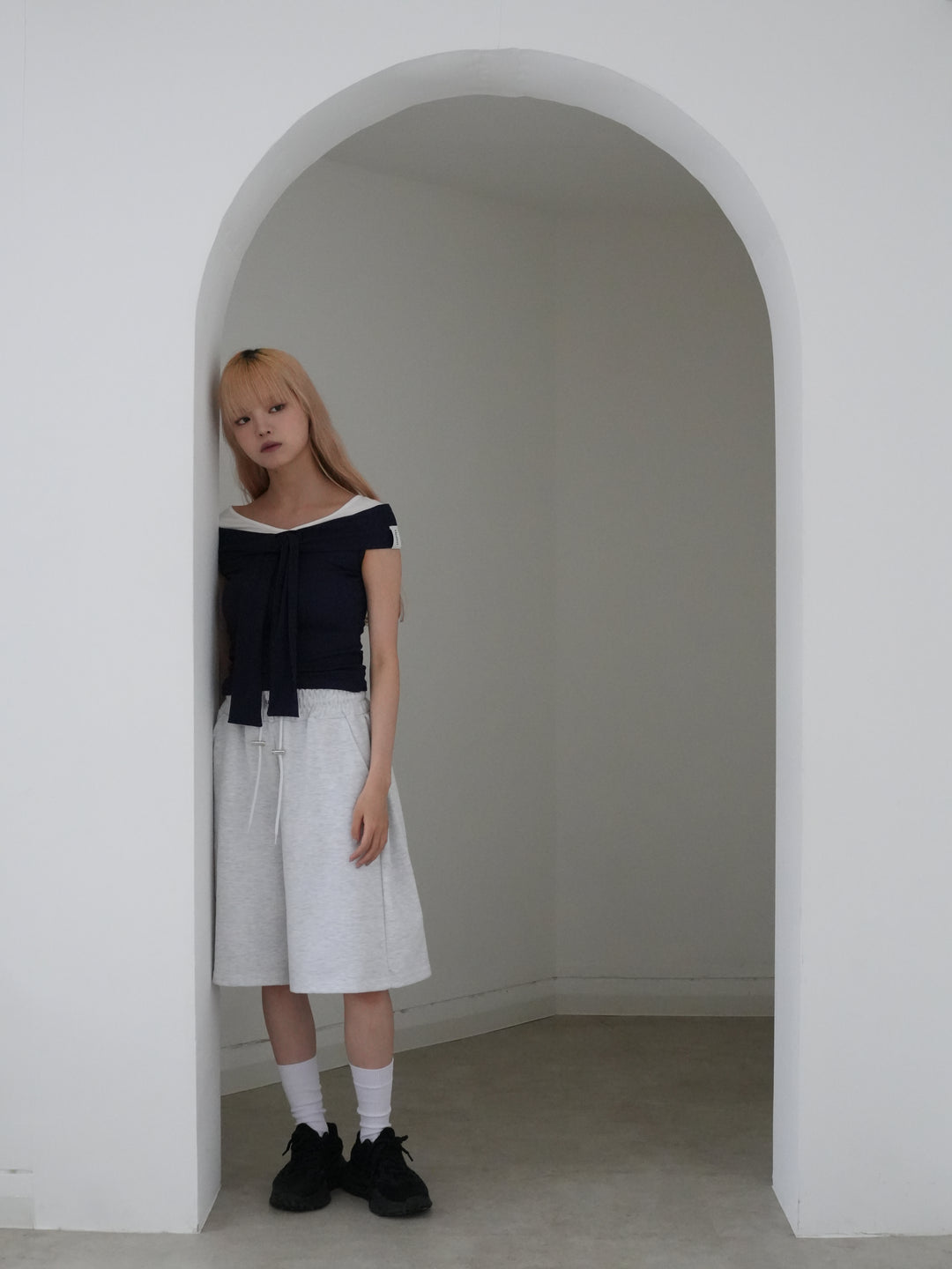 off shoulder twist ribbon top