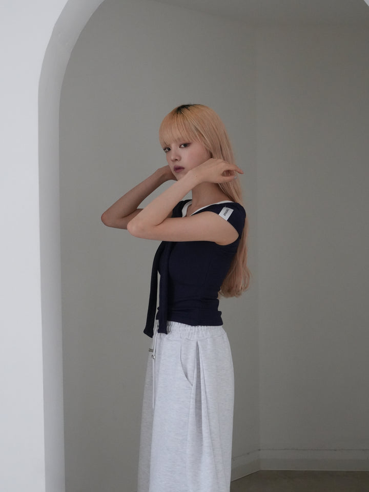off shoulder twist ribbon top
