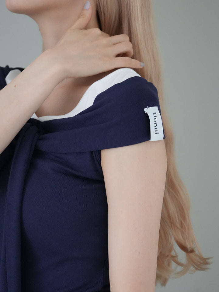 off shoulder twist ribbon top