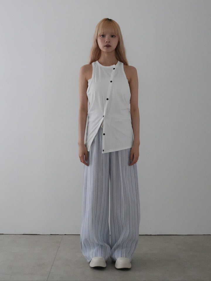 frill waist striped wide pants