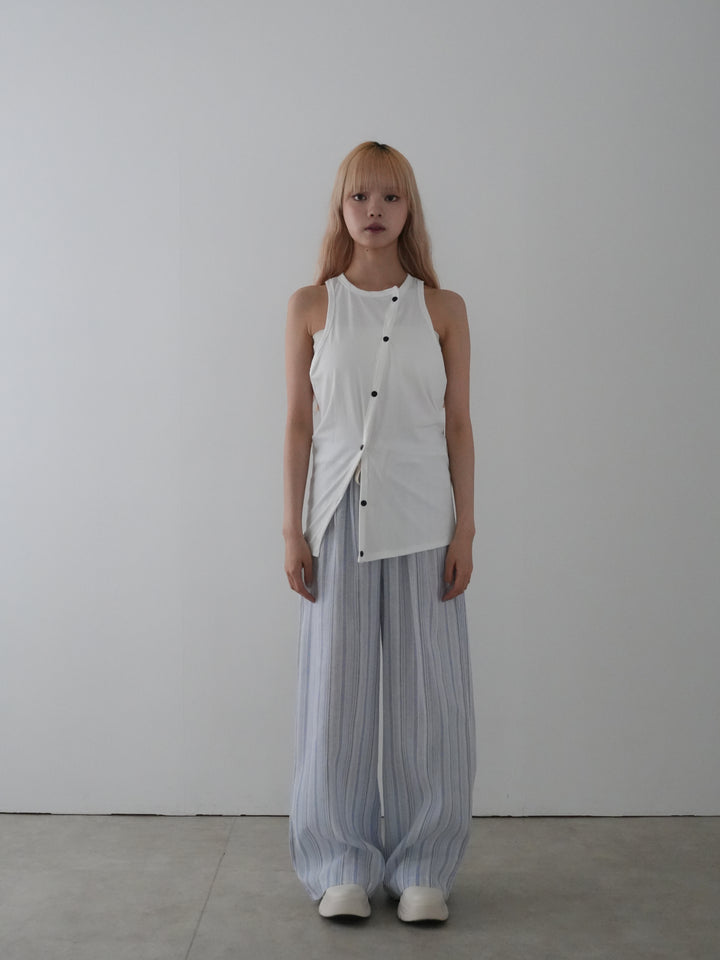 asymmetric button rib tank top
