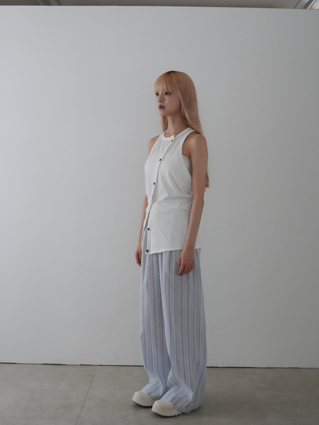 asymmetric button rib tank top