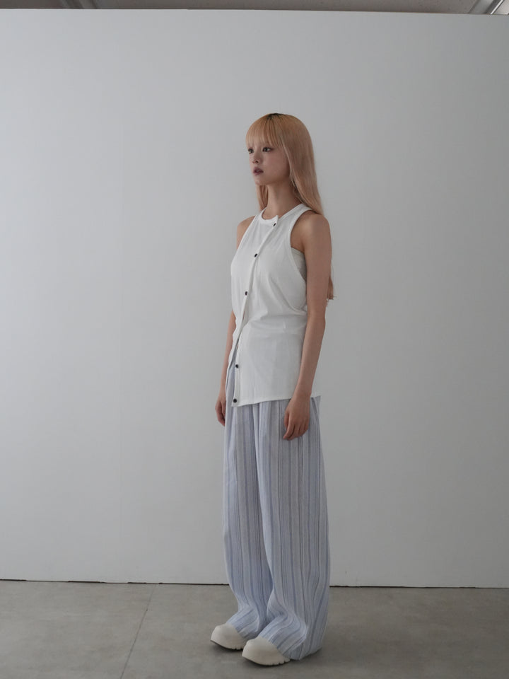 asymmetric button rib tank top