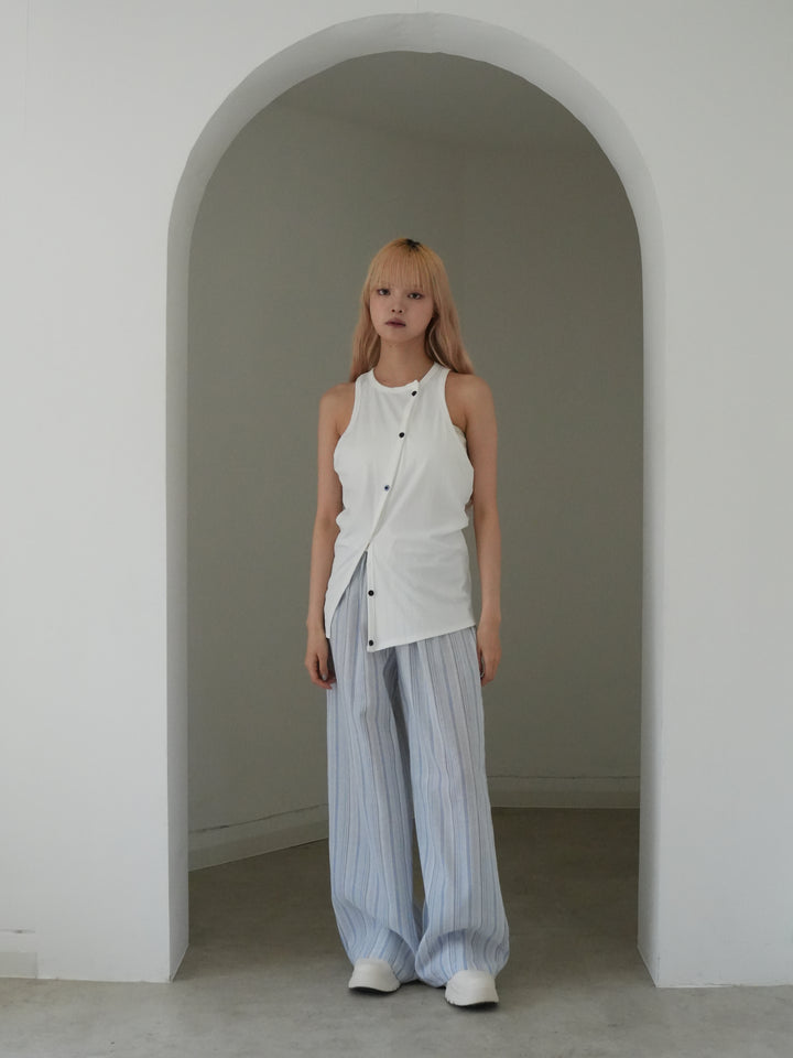 asymmetric button rib tank top