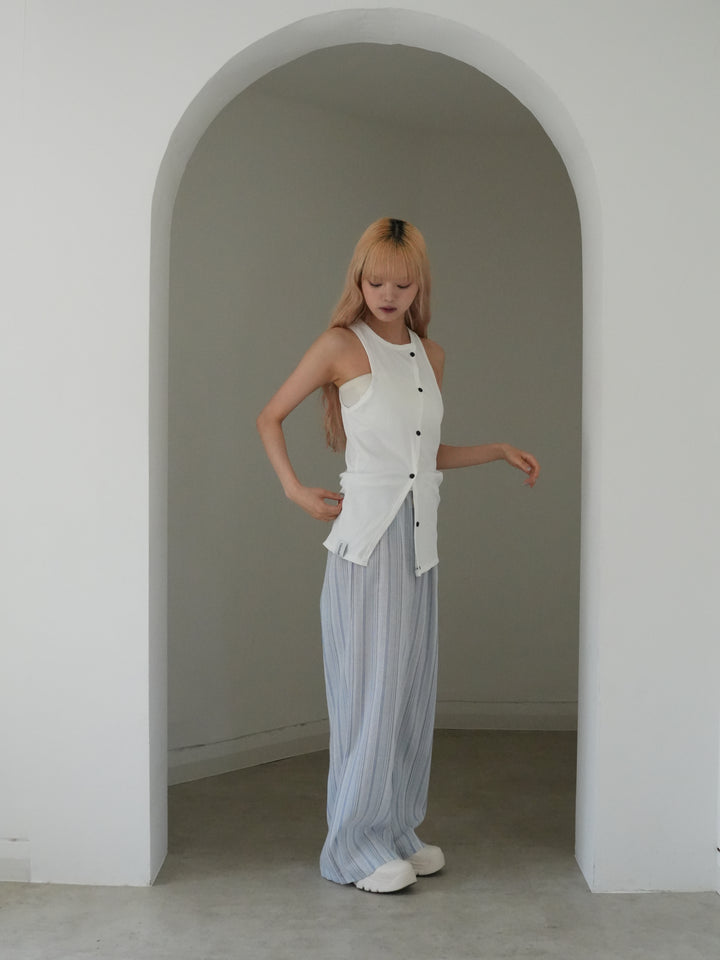asymmetric button rib tank top