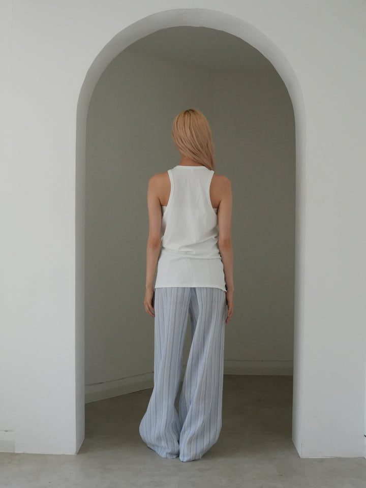 asymmetric button rib tank top