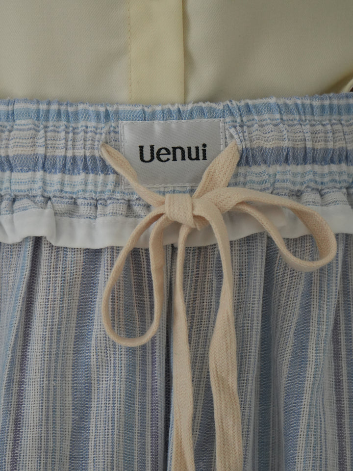 frill waist striped wide pants