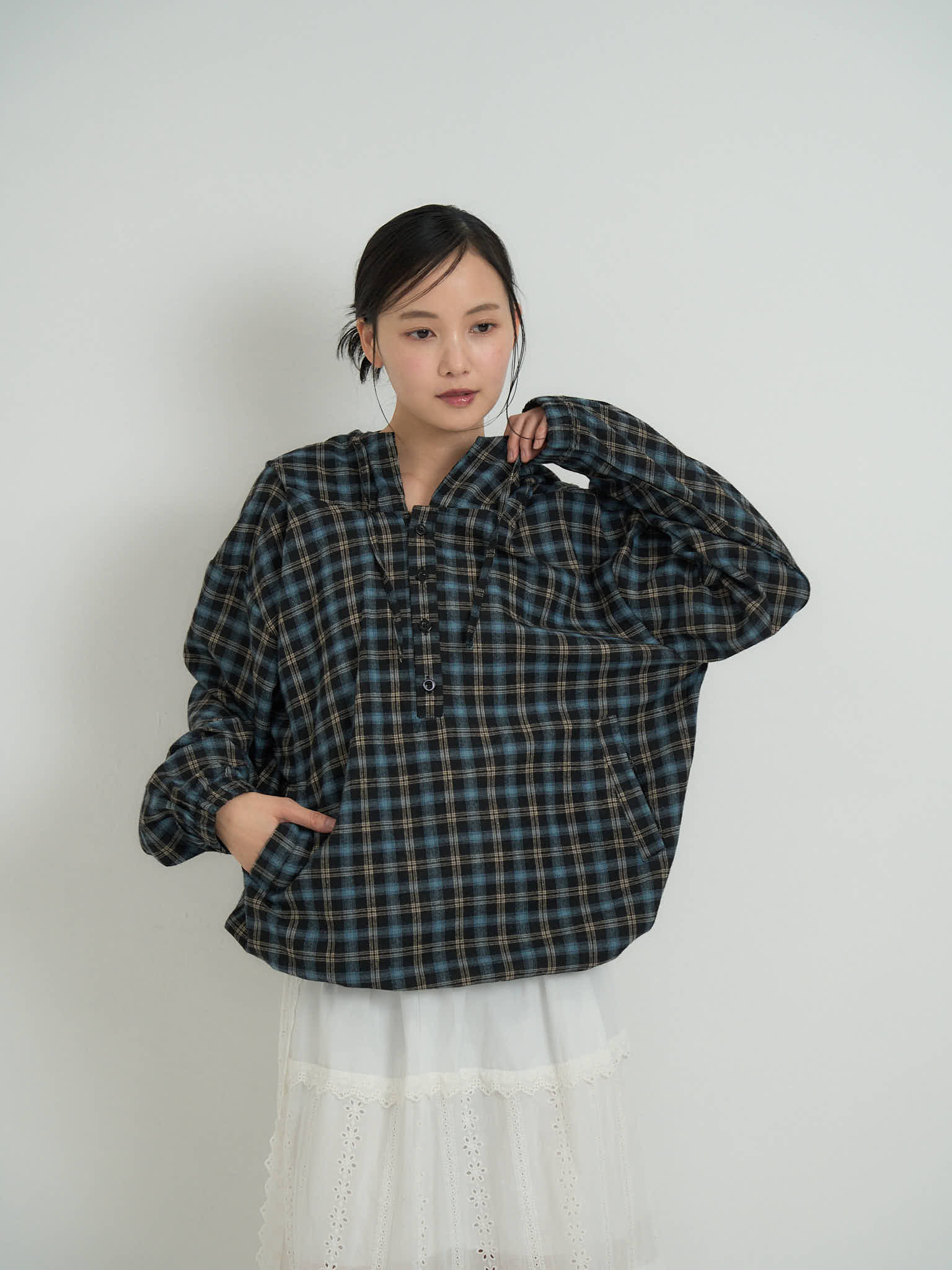 plaid hoodie shirt｜オーバーサイズチェックトップス｜uenui – Uenui