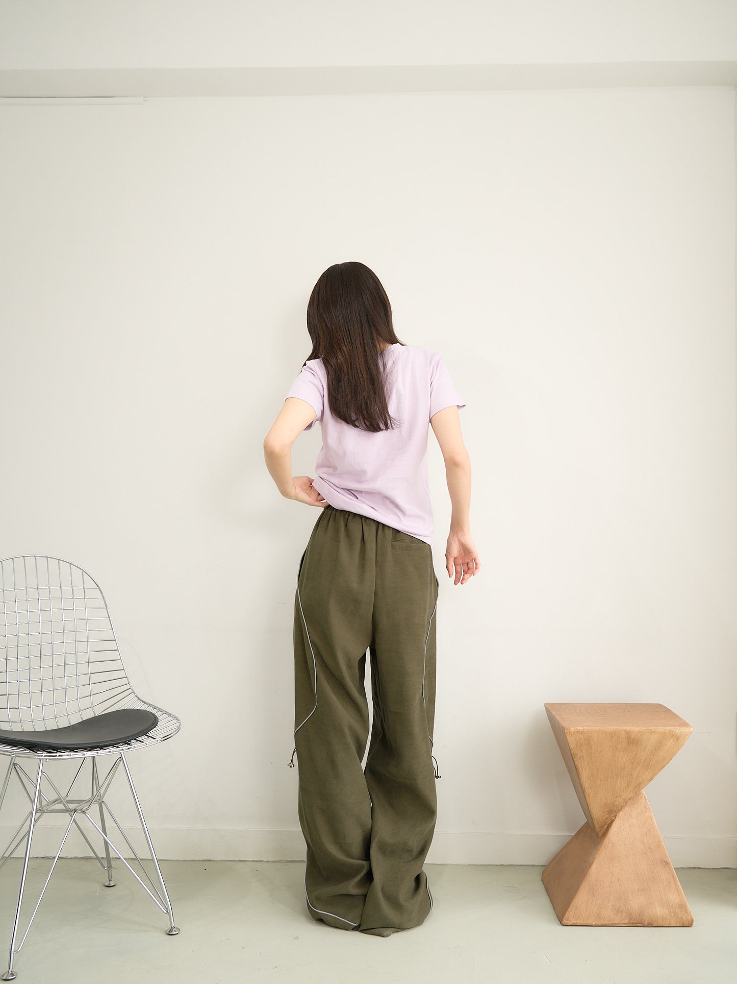 stitch line wide pants
