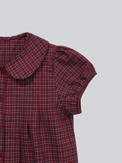 doll collar plaid blouse