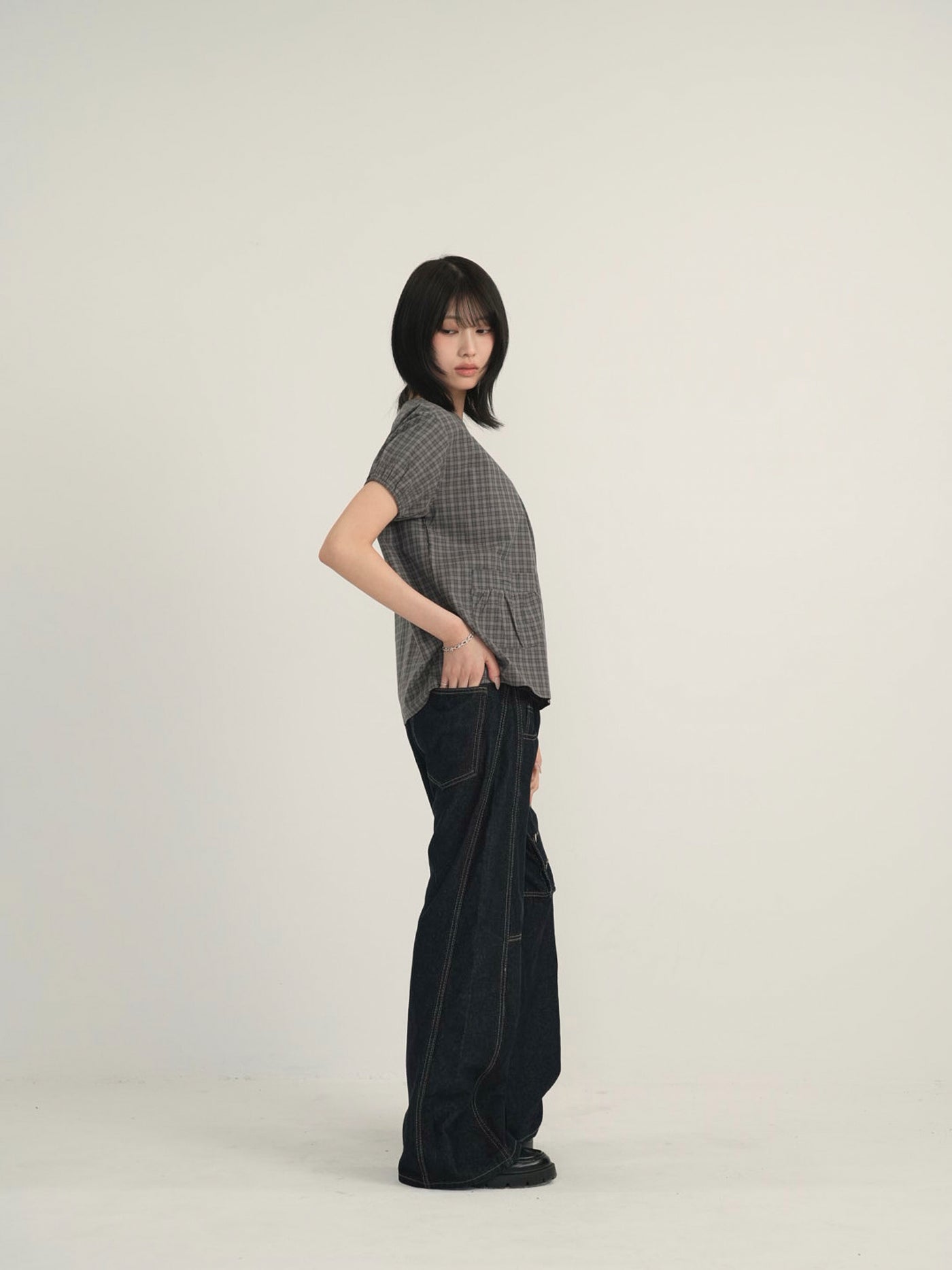 asymmetry check blouse