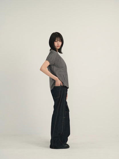 asymmetry check blouse