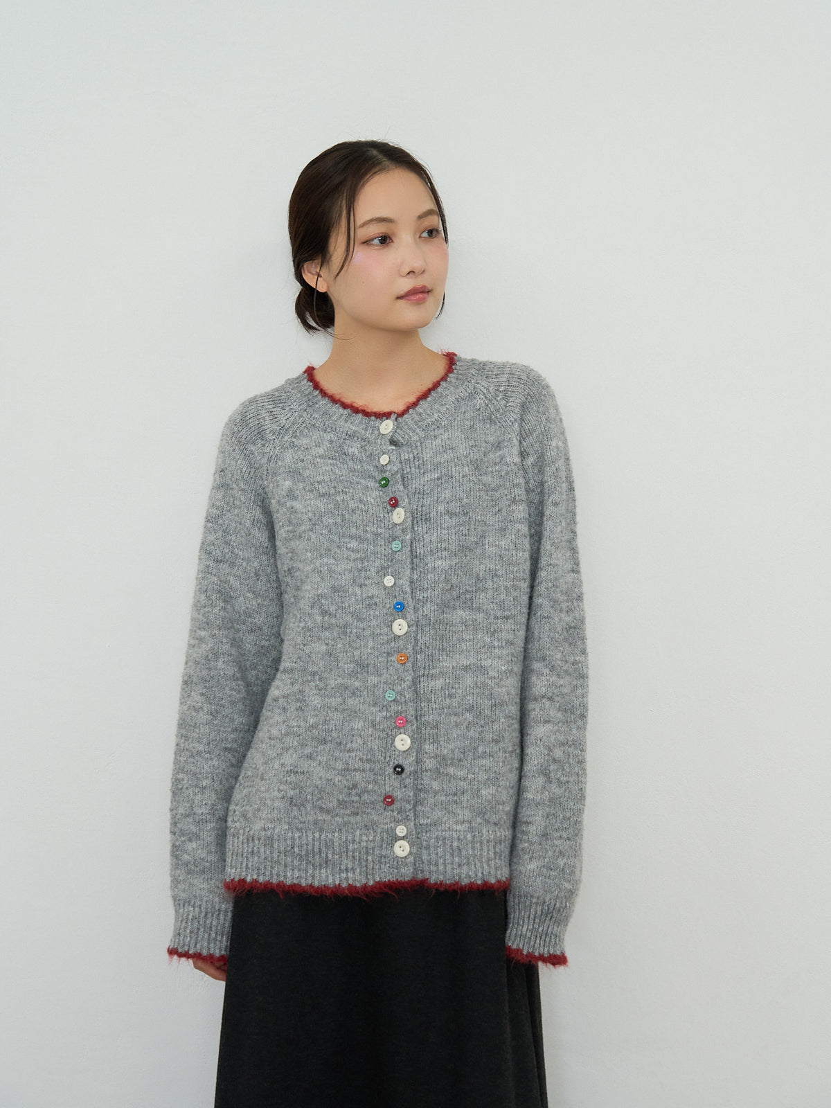 color button knit cardigan