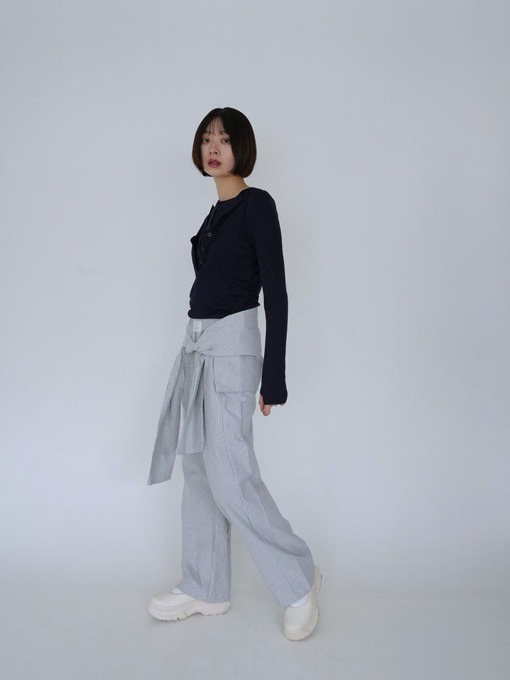 【8月26日発送予定】waist ribbon wide pants
