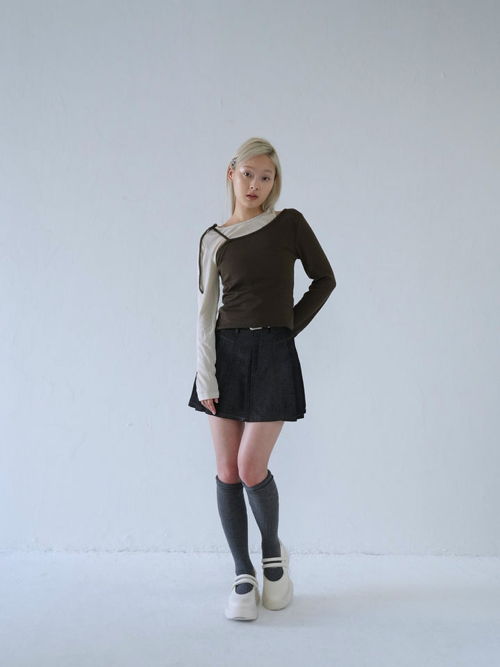 【 10月上旬発送予定 】denim pleated mini skirt