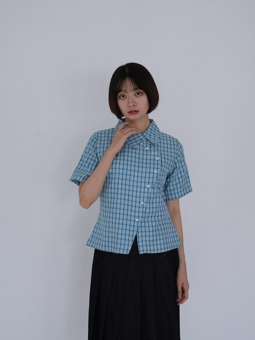 retro check button shirt