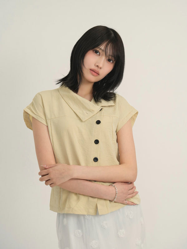 asymmetric collar shirt