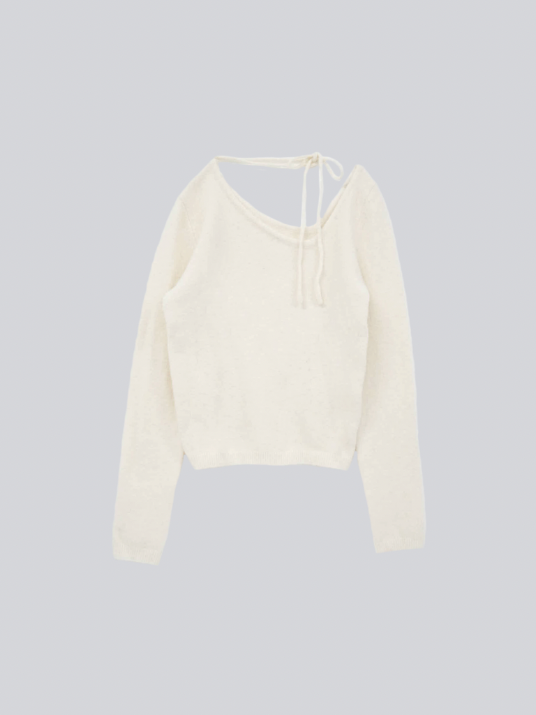 ribbon choker knit top