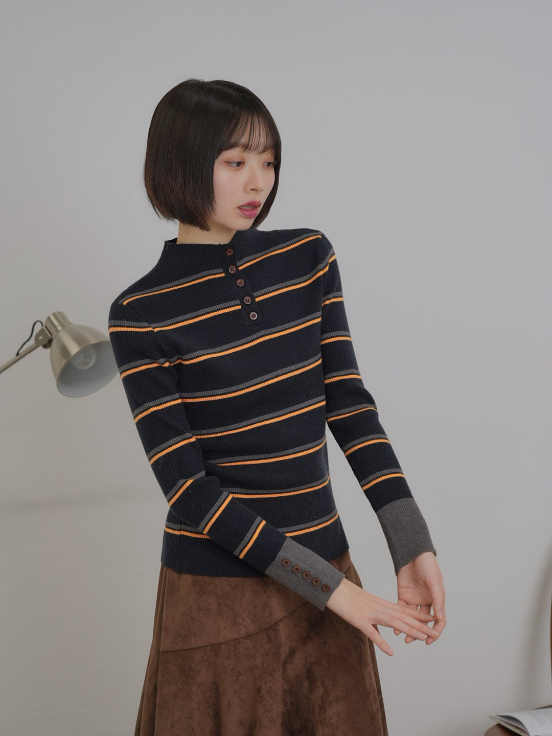 border rib knit  top