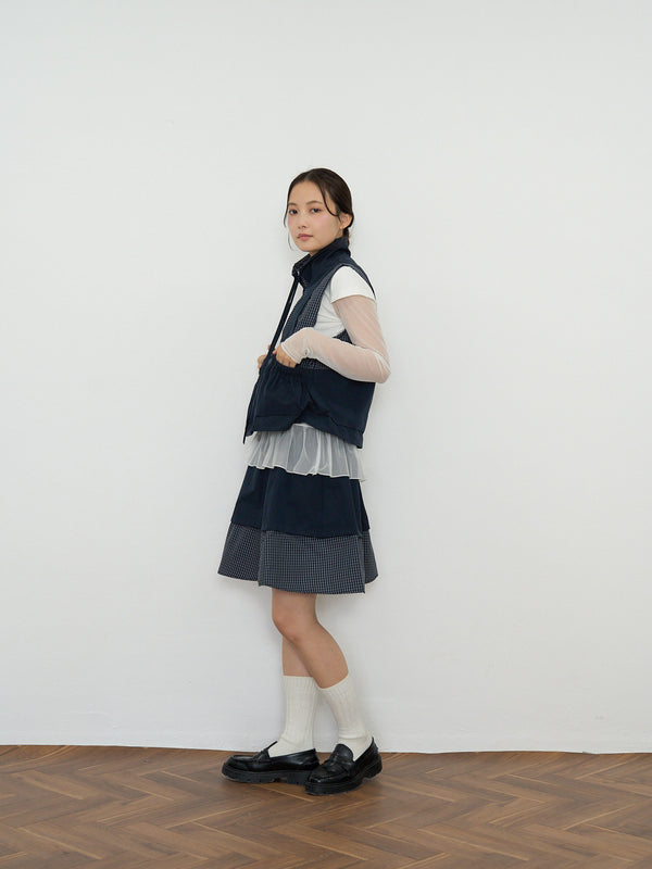 check vest & skirt set