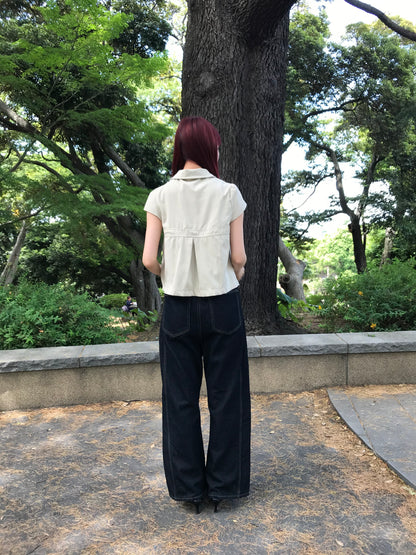 アシンメトリー ワイドデニムパンツ 大人カジュアル レディース Uenui