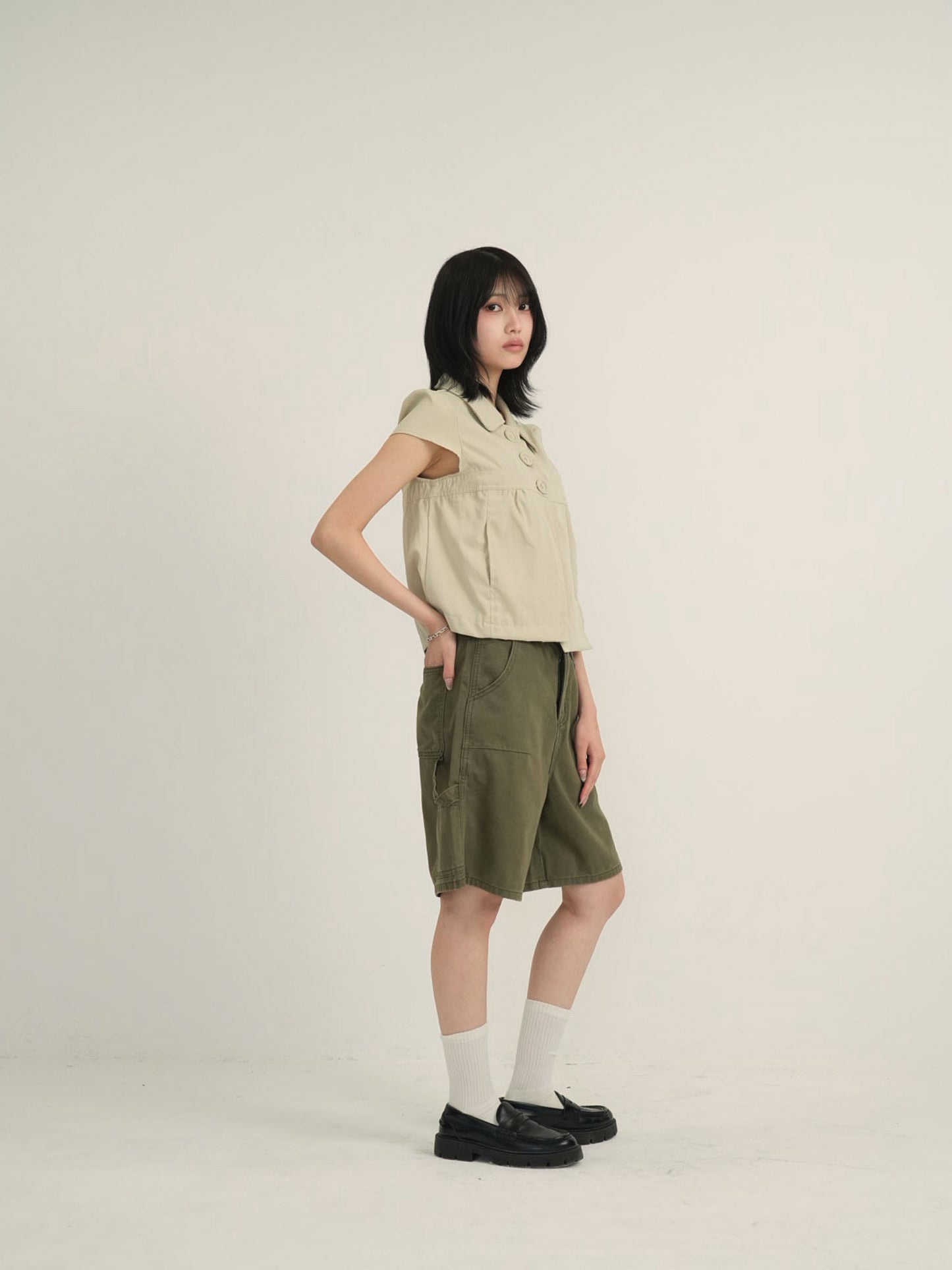 waist check cargo half pants