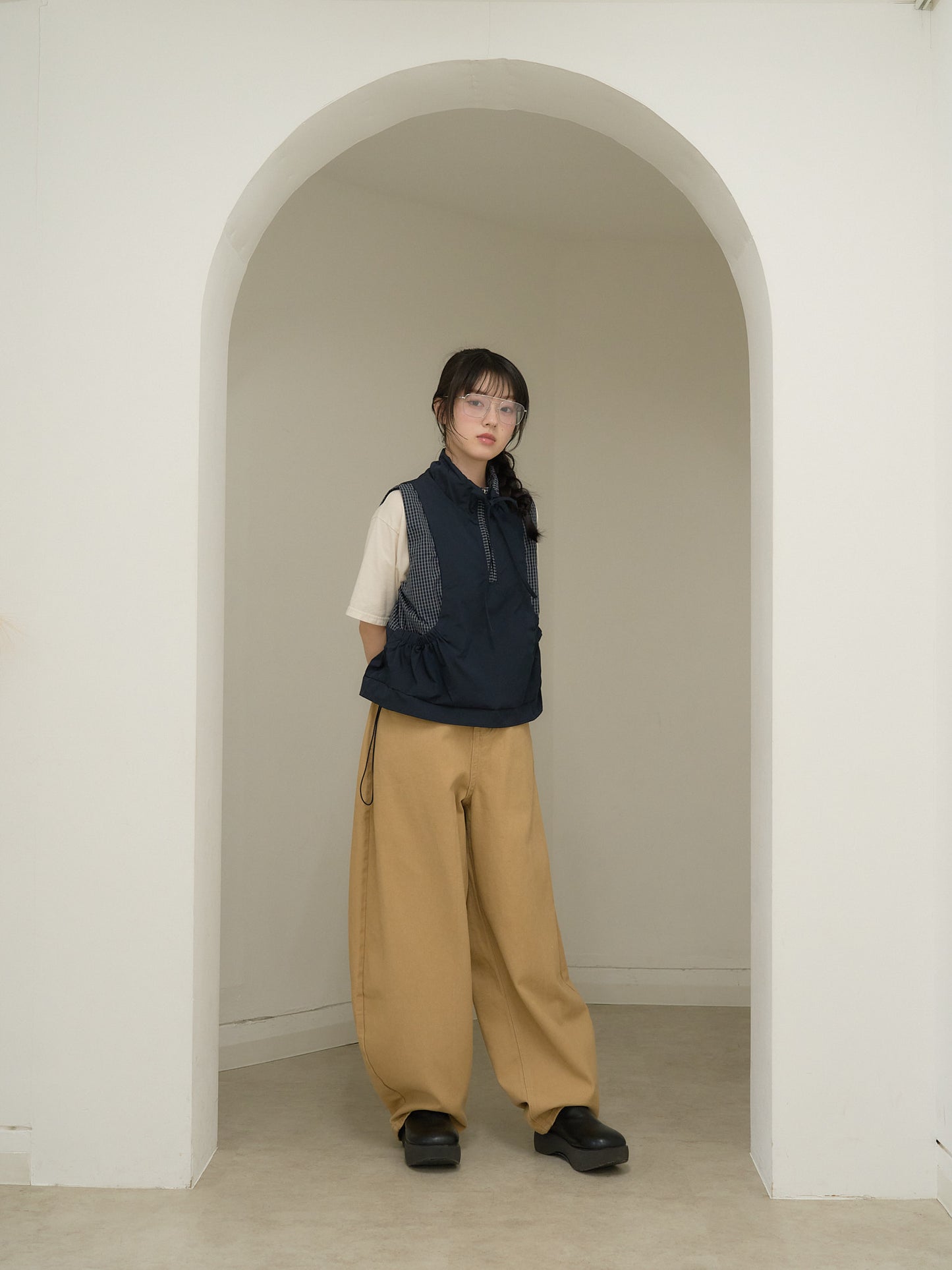 check vest & skirt set