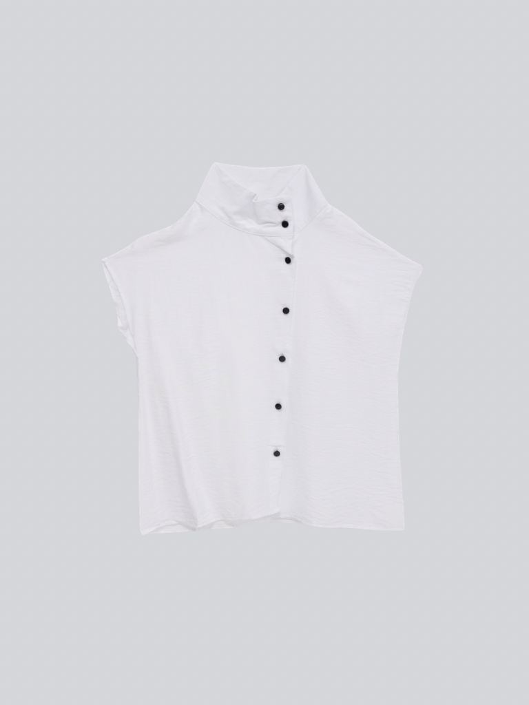 cotton linen stand collar shirt