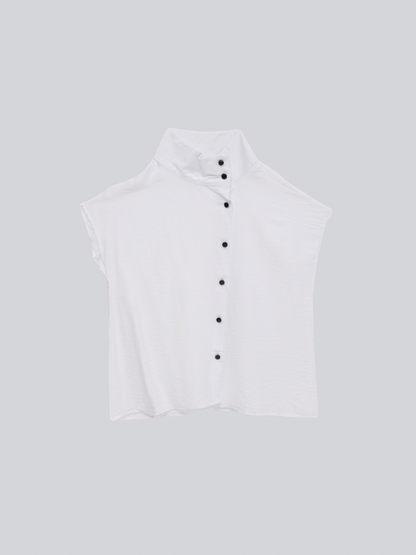 cotton linen stand collar shirt