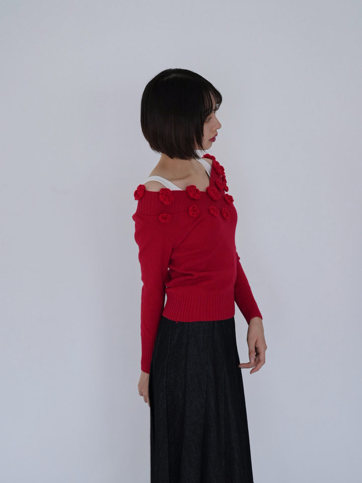 【 8月26日発送予定 】flower knit top