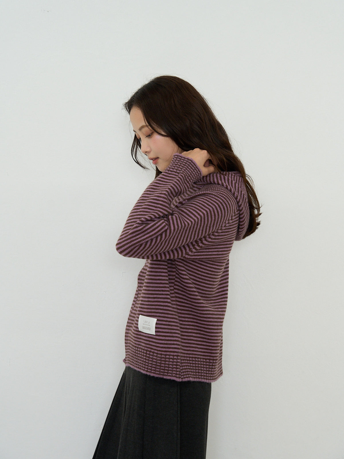 border knit zip hoodie