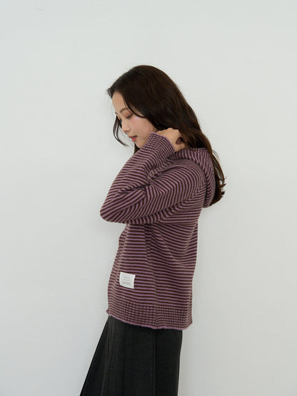 border knit zip hoodie