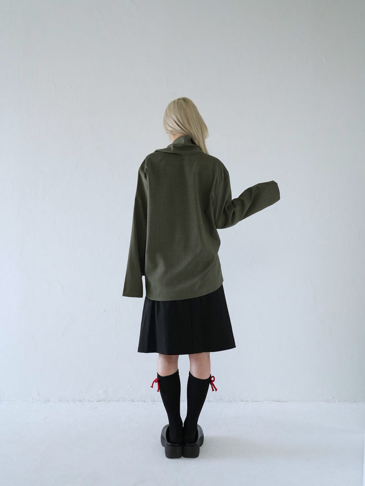 【 10月上旬発送予定 】drape neck asymmetric blouse
