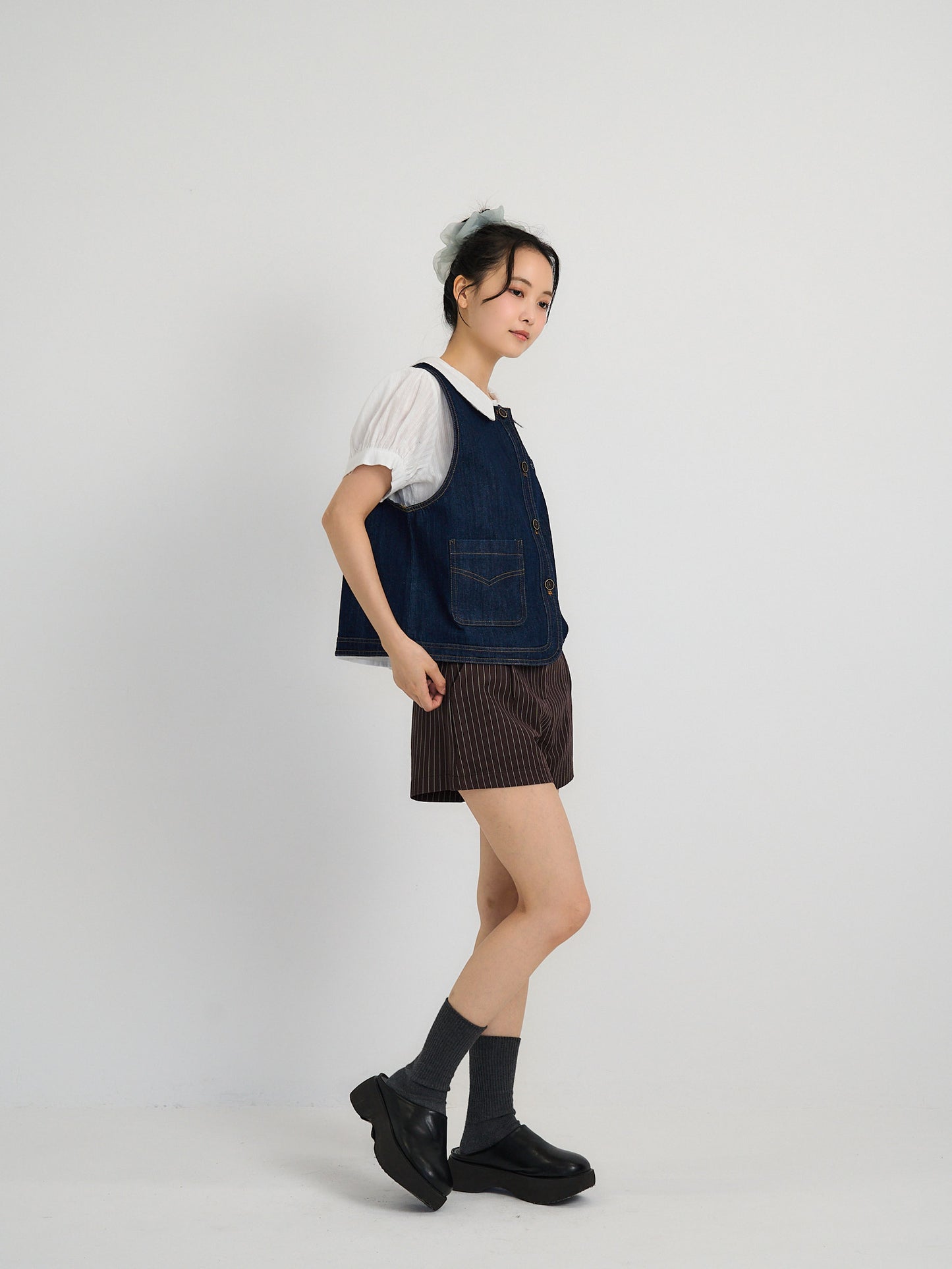 denim stitch vest