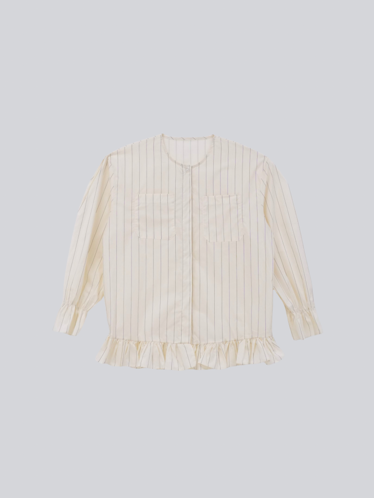 stripe frill big blouse