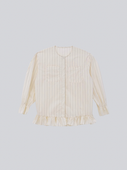 stripe frill big blouse