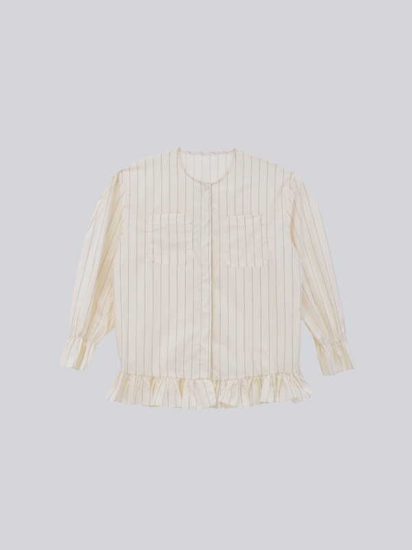 stripe frill big blouse