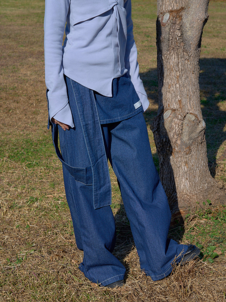 separate wrap design wide pants