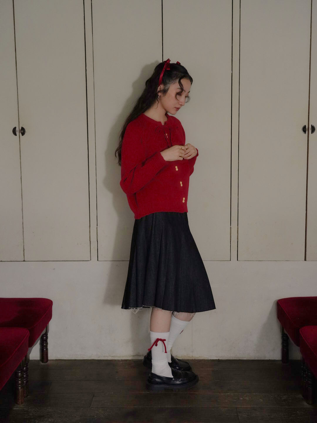 ribbon tie knit cardigan 【 11/6 19:00 発売予定 】