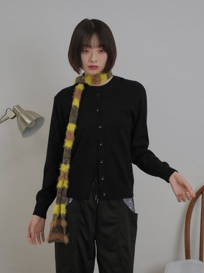 furry stripe knit muffler