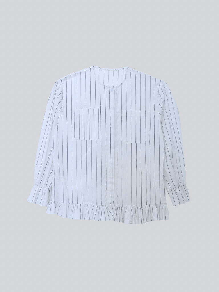 stripe frill big blouse