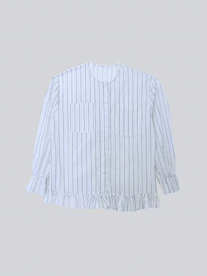 stripe frill big blouse