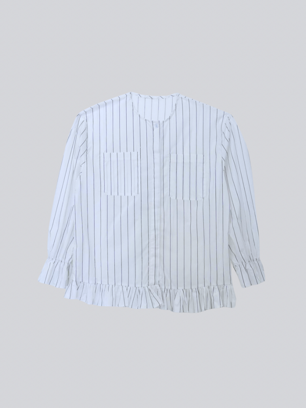 stripe frill big blouse