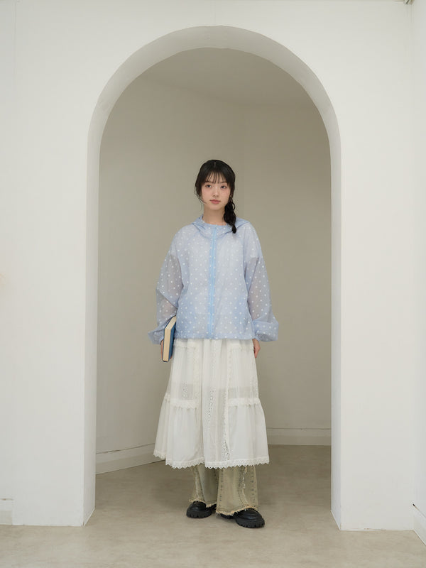 dot sheer hoodie