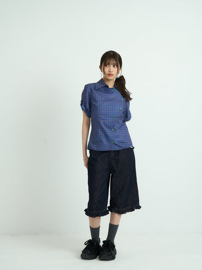 retro check button shirt