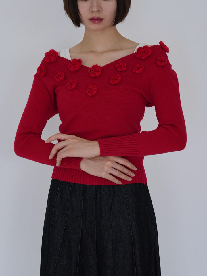 【 8月26日発送予定 】flower knit top