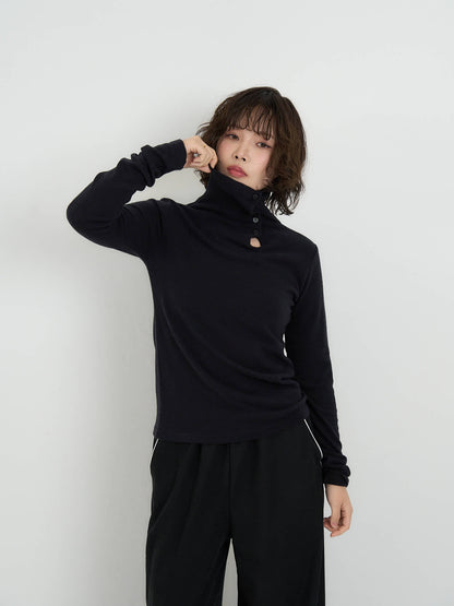 button high neck knit
